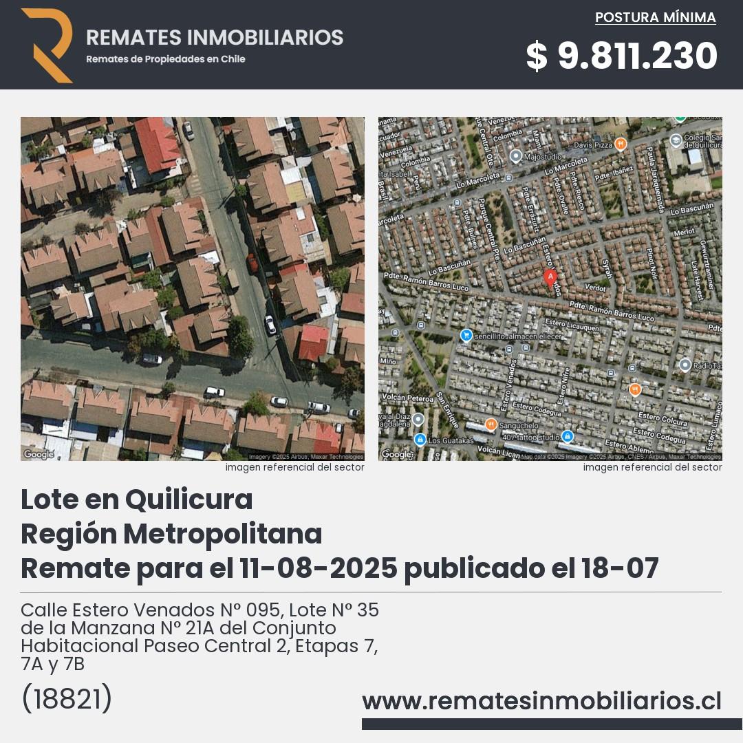 Imagen ficha Calle Estero Venados N° 095, Lote N° 35 de la Manzana N° 21A del Conjunto Habitacional Paseo Central 2, Etapas 7, 7A y 7B