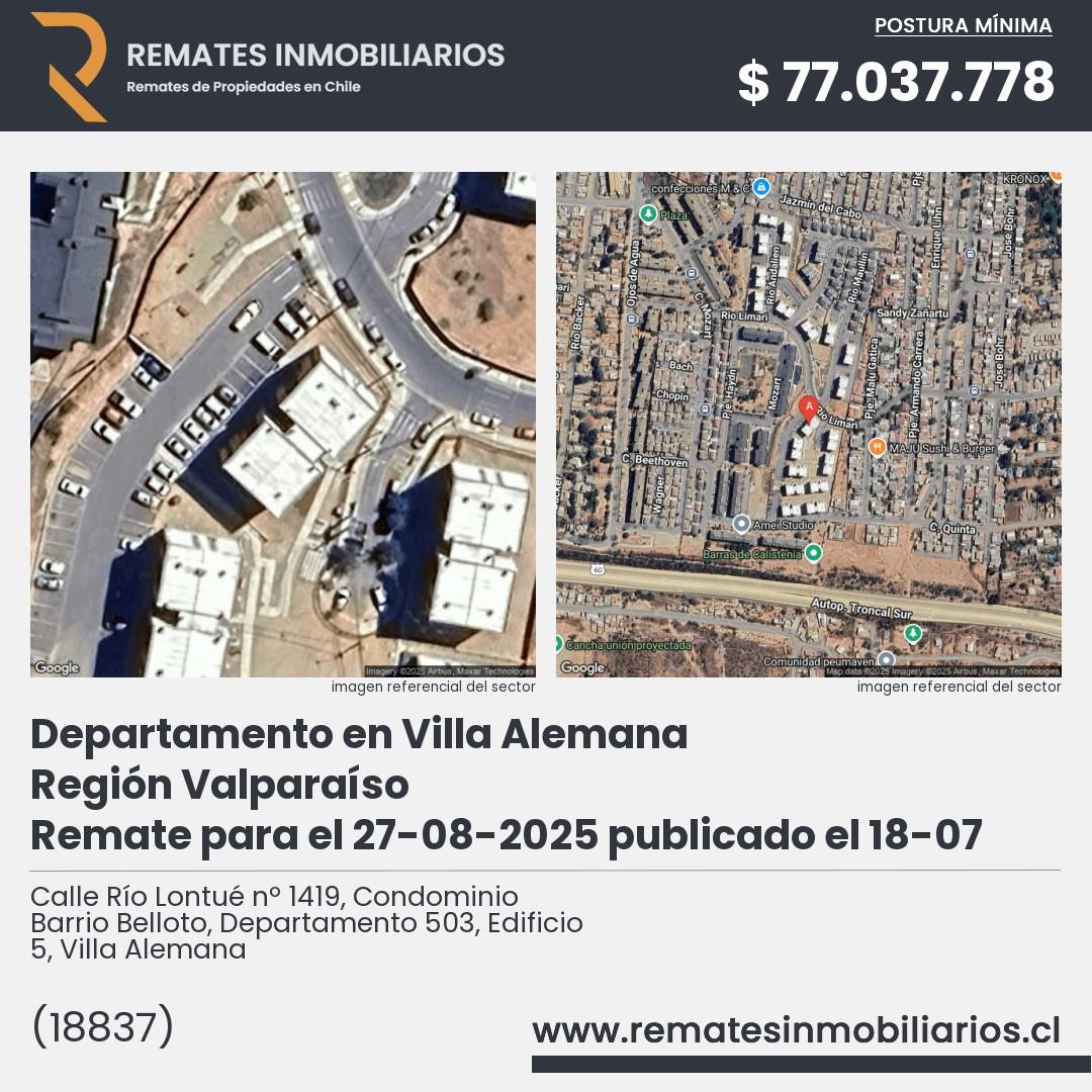 Imagen ficha Calle Río Lontué nº 1419, Condominio Barrio Belloto, Departamento 503, Edificio 5, Villa Alemana