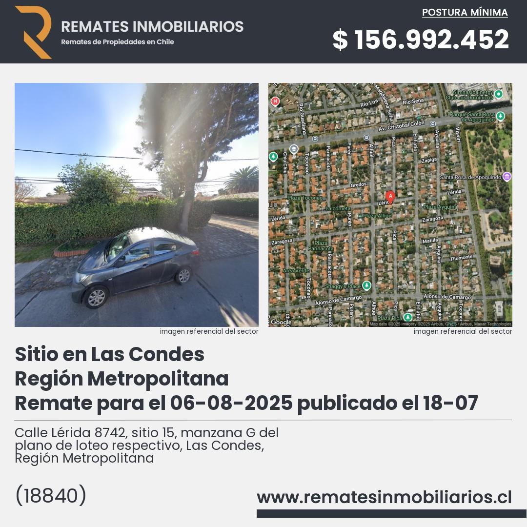 Imagen ficha Calle Lérida 8742, sitio 15, manzana G del plano de loteo respectivo, Las Condes, Región Metropolitana