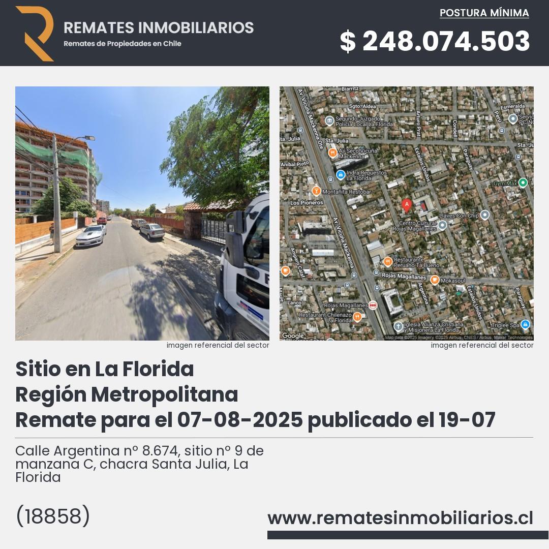 Imagen ficha Calle Argentina nº 8.674, sitio nº 9 de manzana C, chacra Santa Julia, La Florida