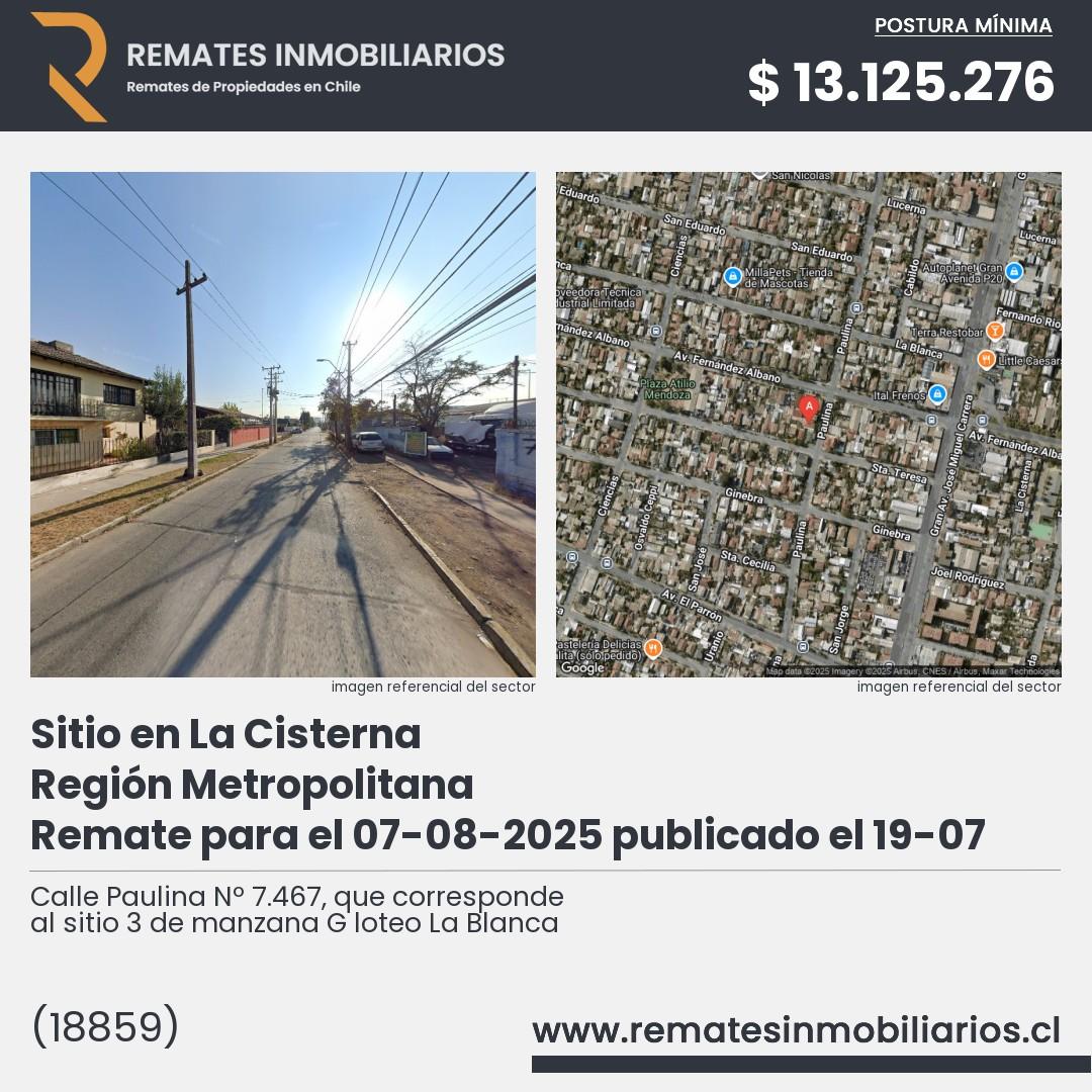 Imagen ficha Calle Paulina Nº 7.467, que corresponde al sitio 3 de manzana G loteo La Blanca
