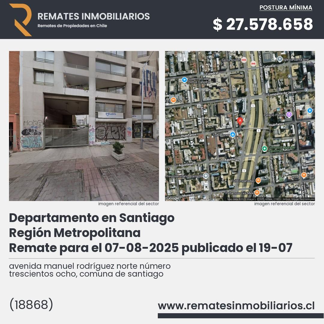 Imagen ficha avenida manuel rodríguez norte número trescientos ocho, comuna de santiago