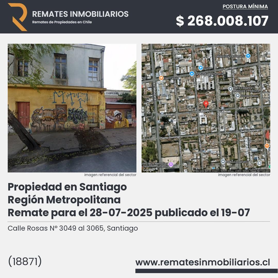Imagen ficha Calle Rosas N° 3049 al 3065, Santiago