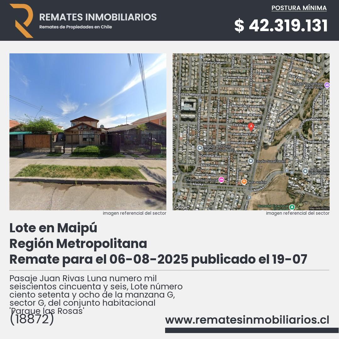 Imagen ficha Pasaje Juan Rivas Luna numero mil seiscientos cincuenta y seis, Lote número ciento setenta y ocho de la manzana G, sector G, del conjunto habitacional 