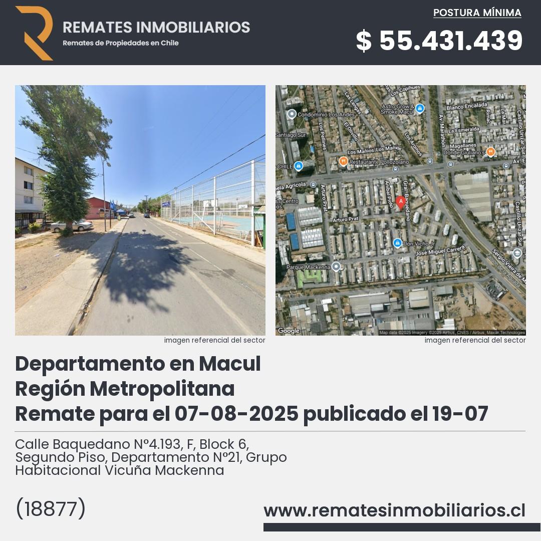 Imagen ficha Calle Baquedano N°4.193, F, Block 6, Segundo Piso, Departamento N°21, Grupo Habitacional Vicuña Mackenna