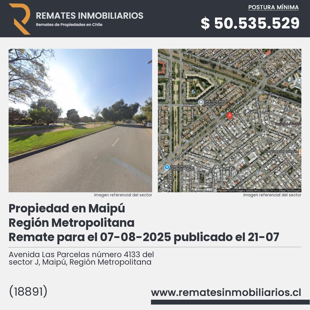Imagen ficha Avenida Las Parcelas número 4133 del sector J, Maipú, Región Metropolitana