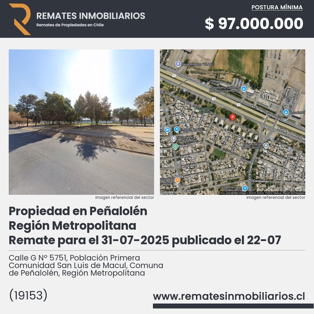 Imagen ficha Calle G Nº 5751, Población Primera Comunidad San Luis de Macul, Comuna de Peñalolén, Región Metropolitana