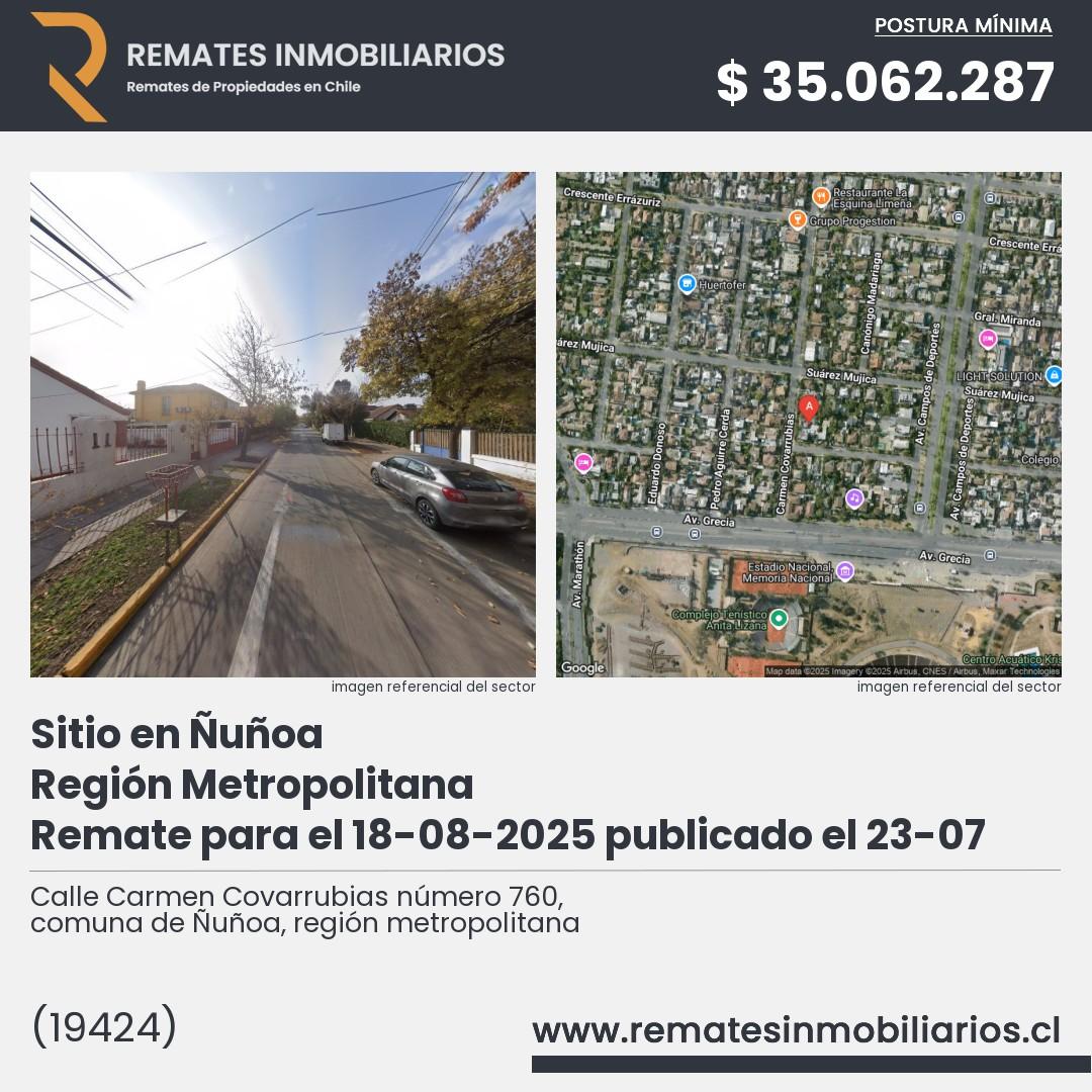 Imagen ficha Calle Carmen Covarrubias número 760, comuna de Ñuñoa, región metropolitana