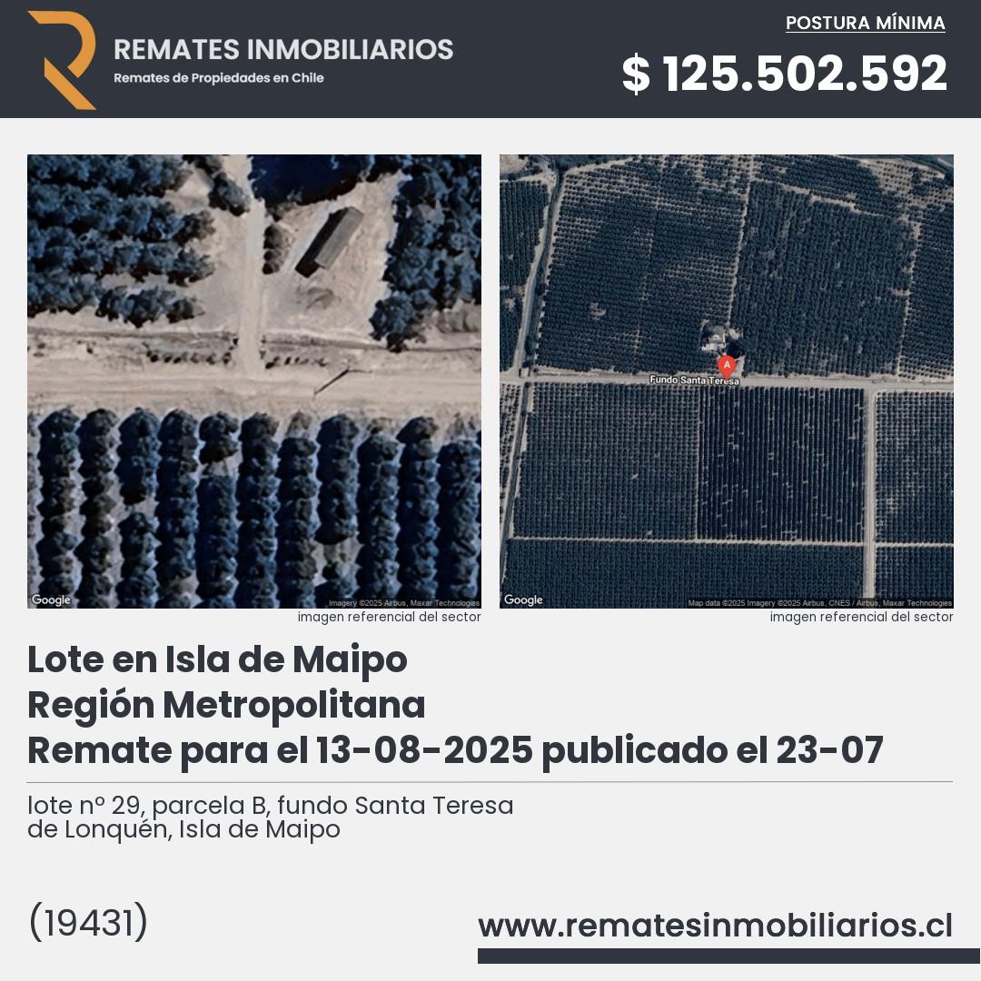 Imagen ficha lote nº 29, parcela B, fundo Santa Teresa de Lonquén, Isla de Maipo