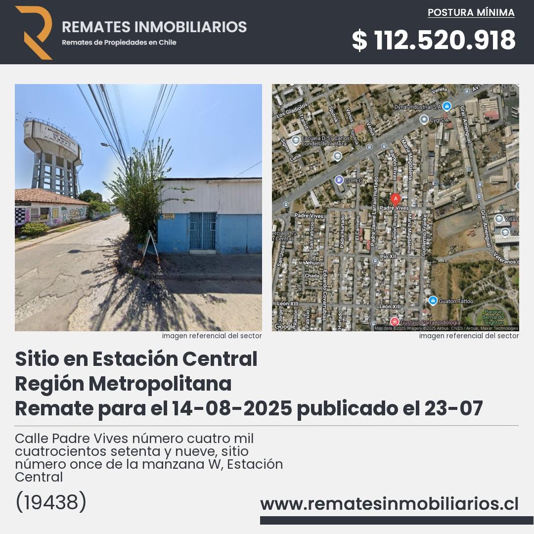 Imagen ficha Calle Padre Vives número cuatro mil cuatrocientos setenta y nueve, sitio número once de la manzana W, Estación Central
