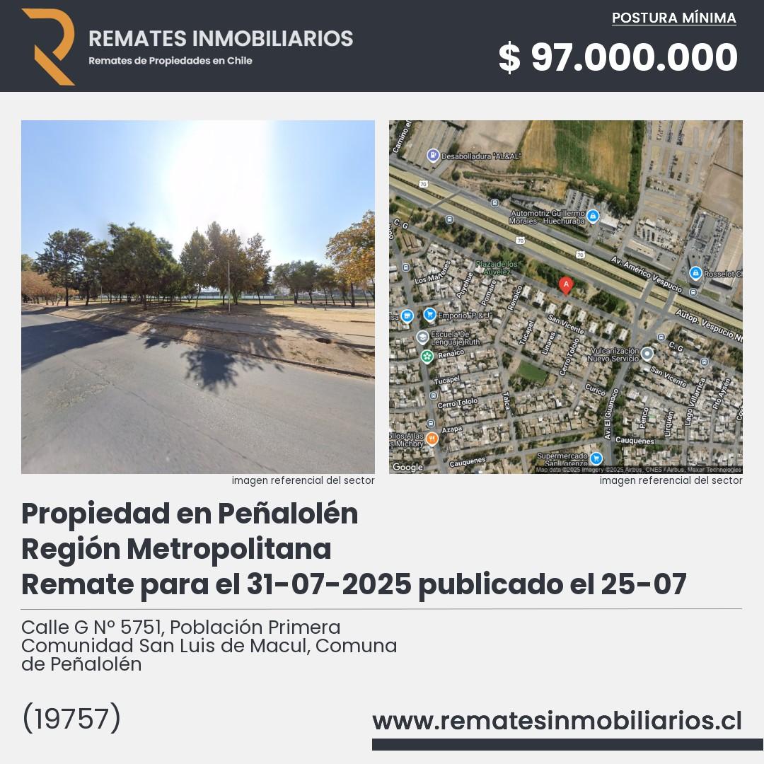 Imagen ficha Calle G Nº 5751, Población Primera Comunidad San Luis de Macul, Comuna de Peñalolén