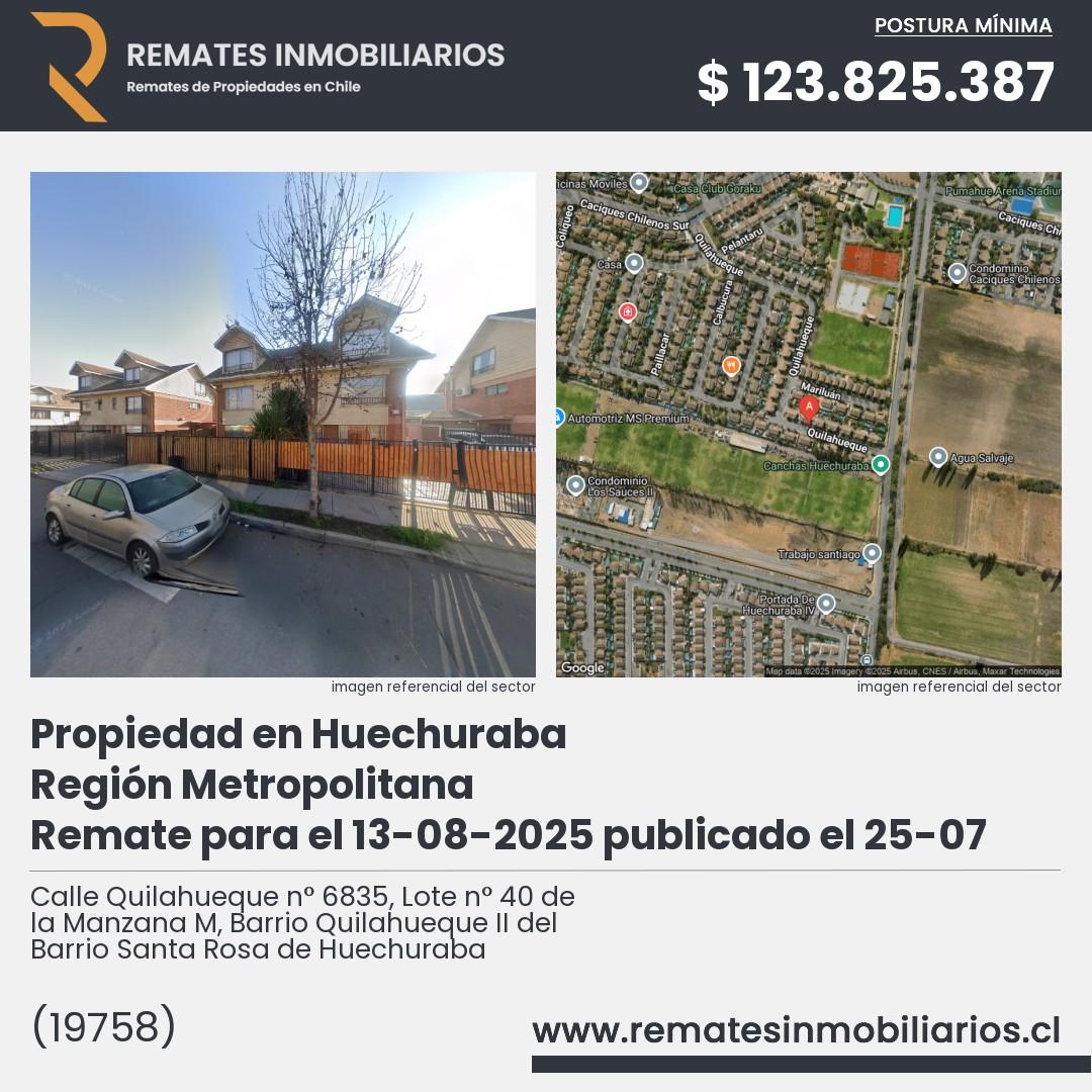 Imagen ficha Calle Quilahueque n° 6835, Lote n° 40 de la Manzana M, Barrio Quilahueque II del Barrio Santa Rosa de Huechuraba