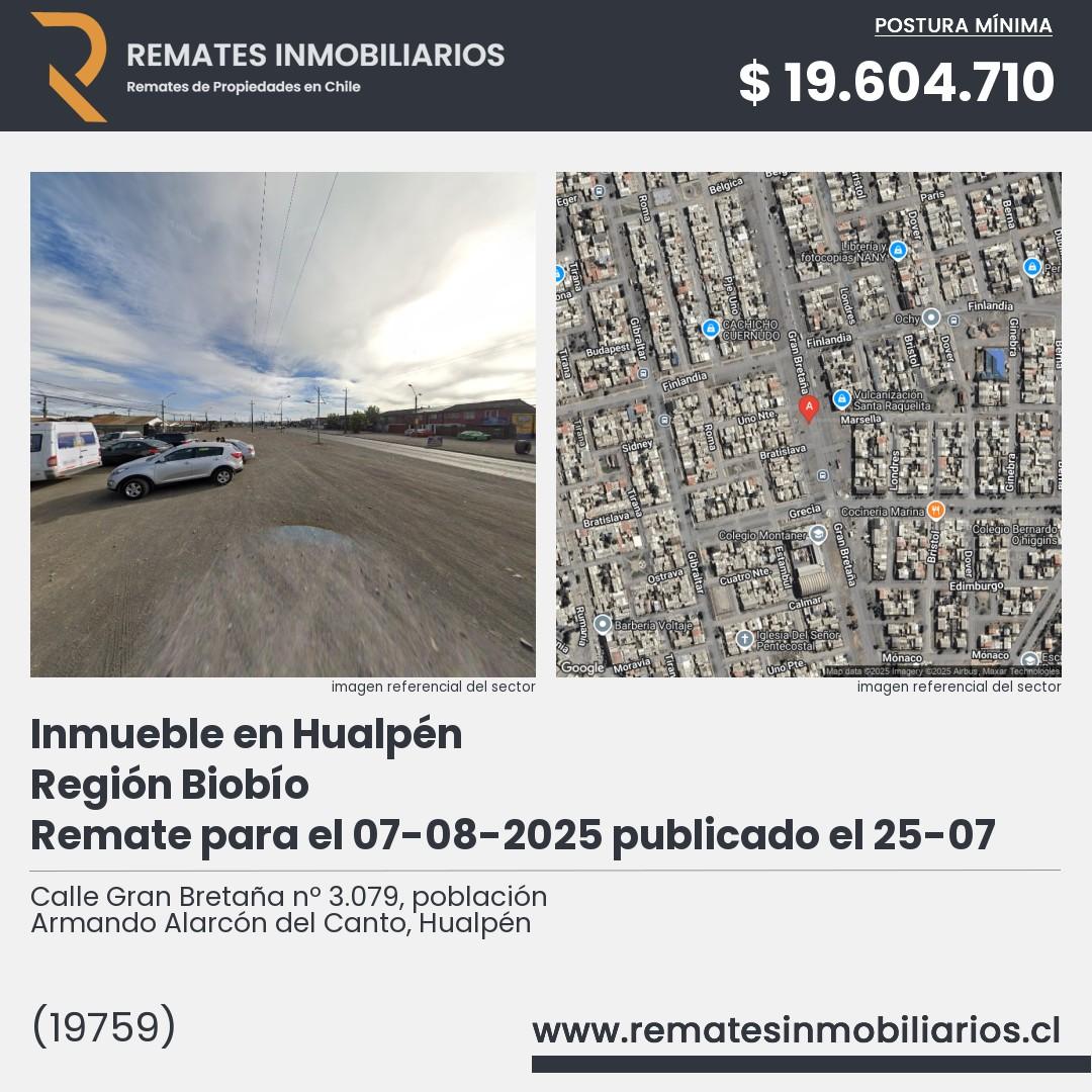 Imagen ficha Calle Gran Bretaña nº 3.079, población Armando Alarcón del Canto, Hualpén