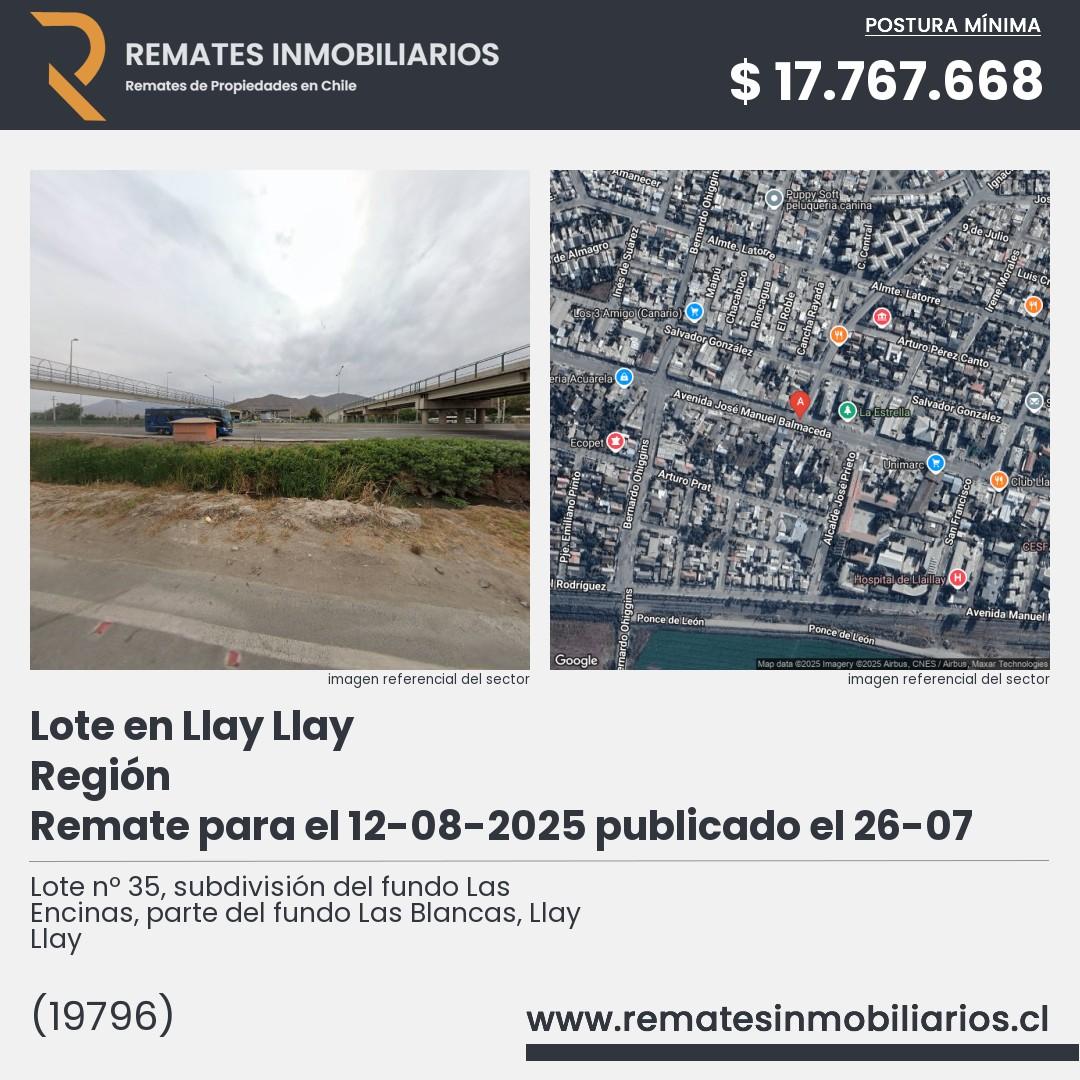 Imagen ficha Lote nº 35, subdivisión del fundo Las Encinas, parte del fundo Las Blancas, Llay Llay