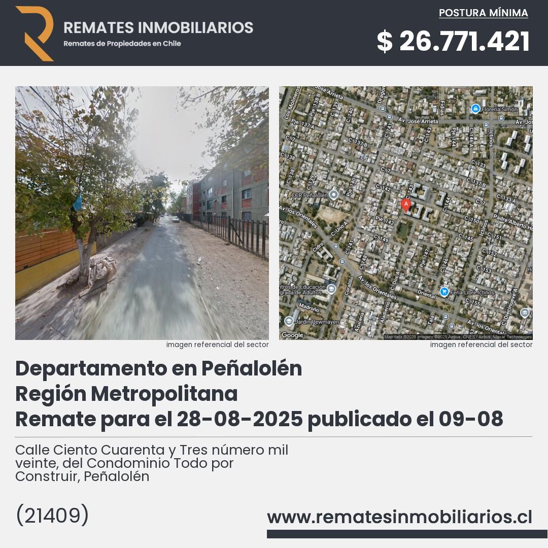 Imagen ficha Calle Ciento Cuarenta y Tres número mil veinte, del Condominio Todo por Construir, Peñalolén