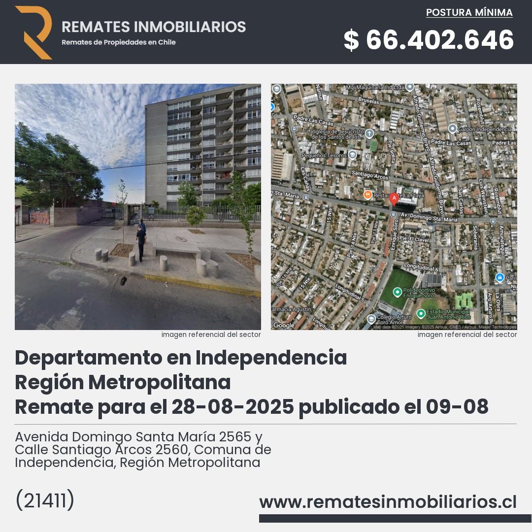 Imagen ficha Avenida Domingo Santa María 2565 y Calle Santiago Arcos 2560, Comuna de Independencia, Región Metropolitana