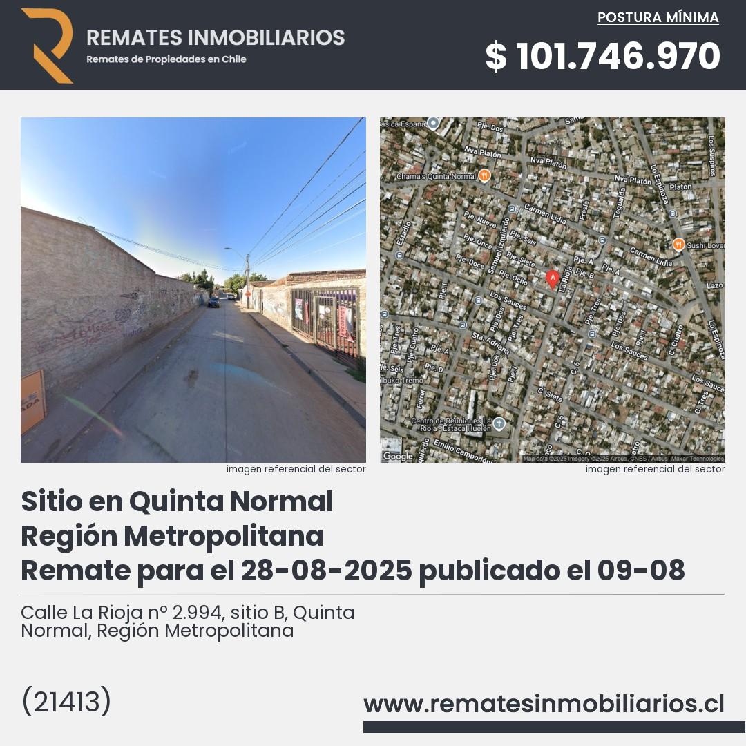 Imagen ficha Calle La Rioja nº 2.994, sitio B, Quinta Normal, Región Metropolitana