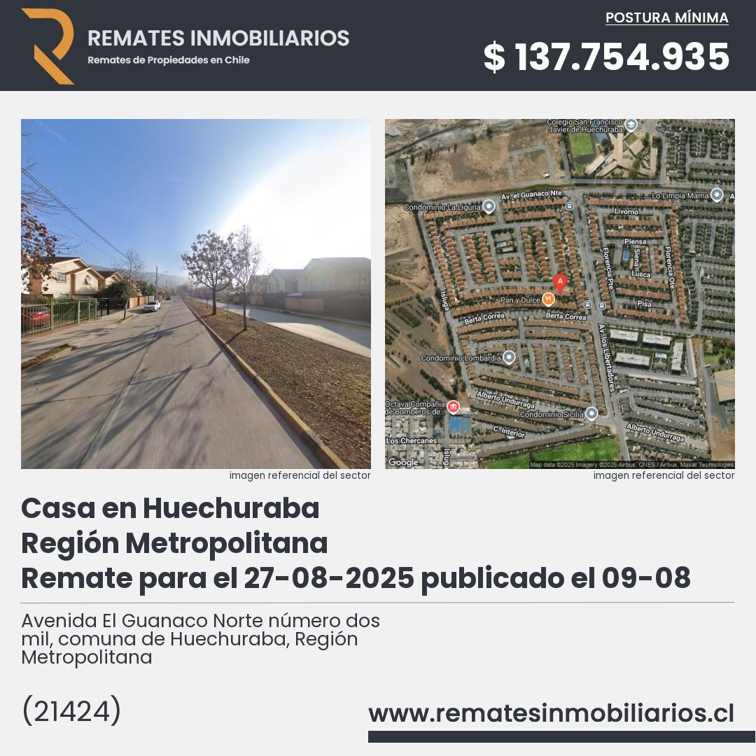Imagen ficha Avenida El Guanaco Norte número dos mil, comuna de Huechuraba, Región Metropolitana