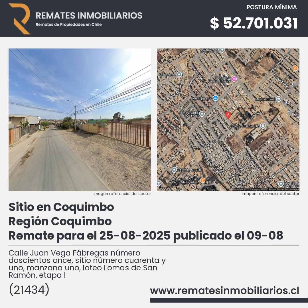 Imagen ficha Calle Juan Vega Fábregas número doscientos once, sitio número cuarenta y uno, manzana uno, loteo Lomas de San Ramón, etapa I