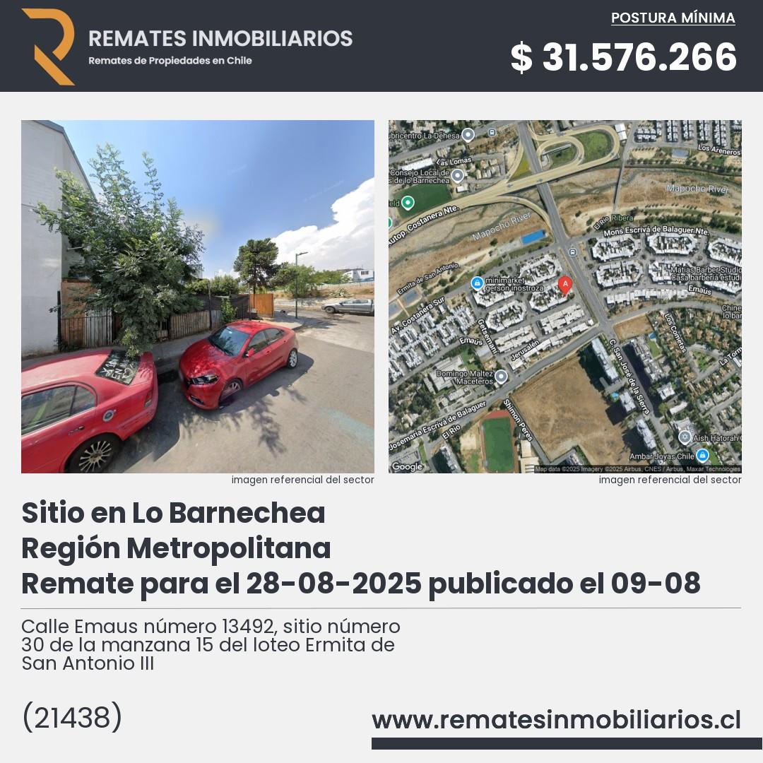 Imagen ficha Calle Emaus número 13492, sitio número 30 de la manzana 15 del loteo Ermita de San Antonio III