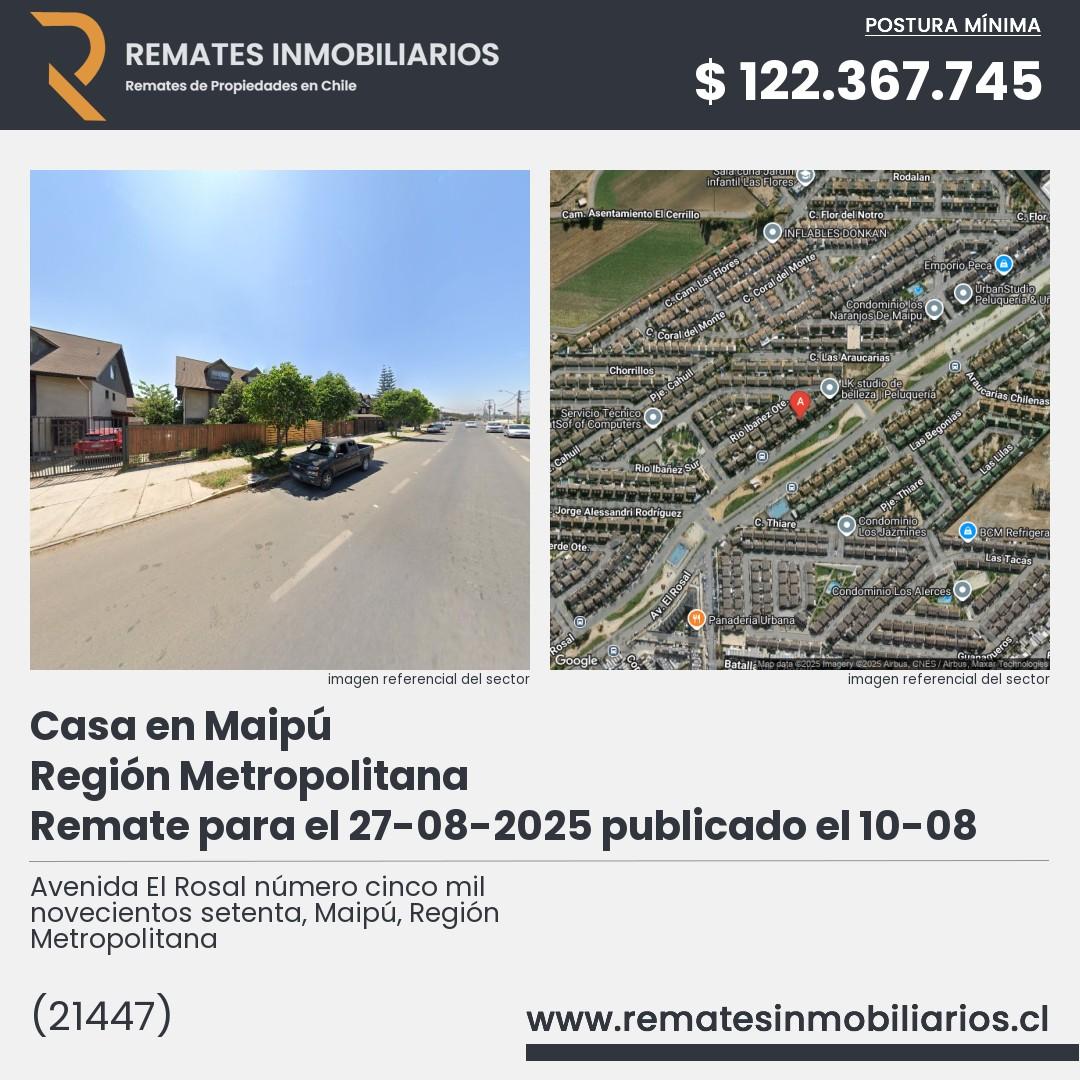 Imagen ficha Avenida El Rosal número cinco mil novecientos setenta, Maipú, Región Metropolitana