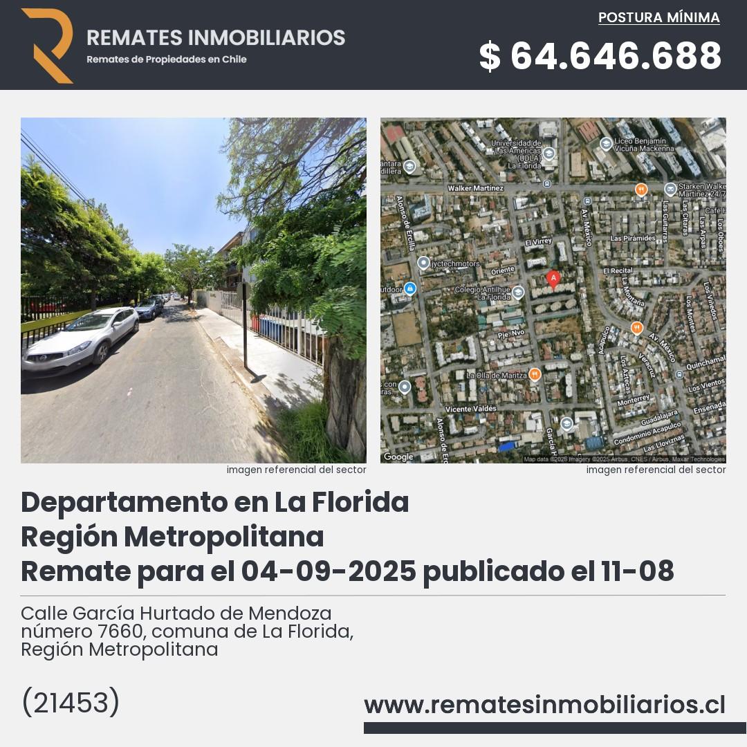 Imagen ficha Calle García Hurtado de Mendoza número 7660, comuna de La Florida, Región Metropolitana