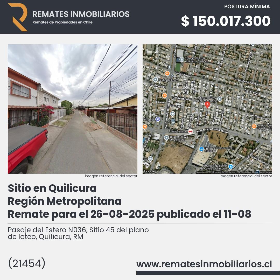 Imagen ficha Pasaje del Estero N036, Sitio 45 del plano de loteo, Quilicura, RM