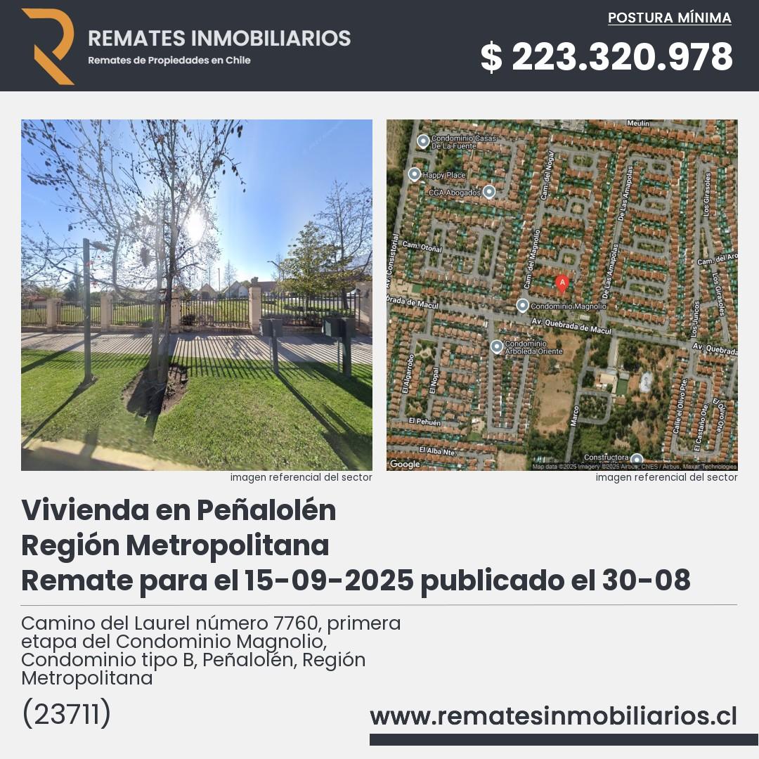 Imagen ficha Camino del Laurel número 7760, primera etapa del Condominio Magnolio, Condominio tipo B, Peñalolén, Región Metropolitana
