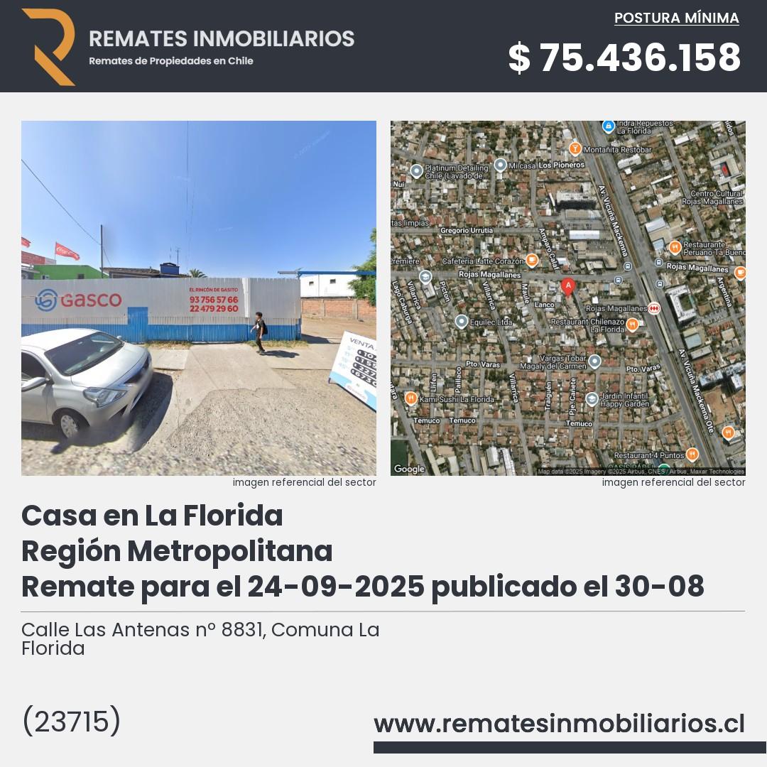 Imagen ficha Calle Las Antenas nº 8831, Comuna La Florida