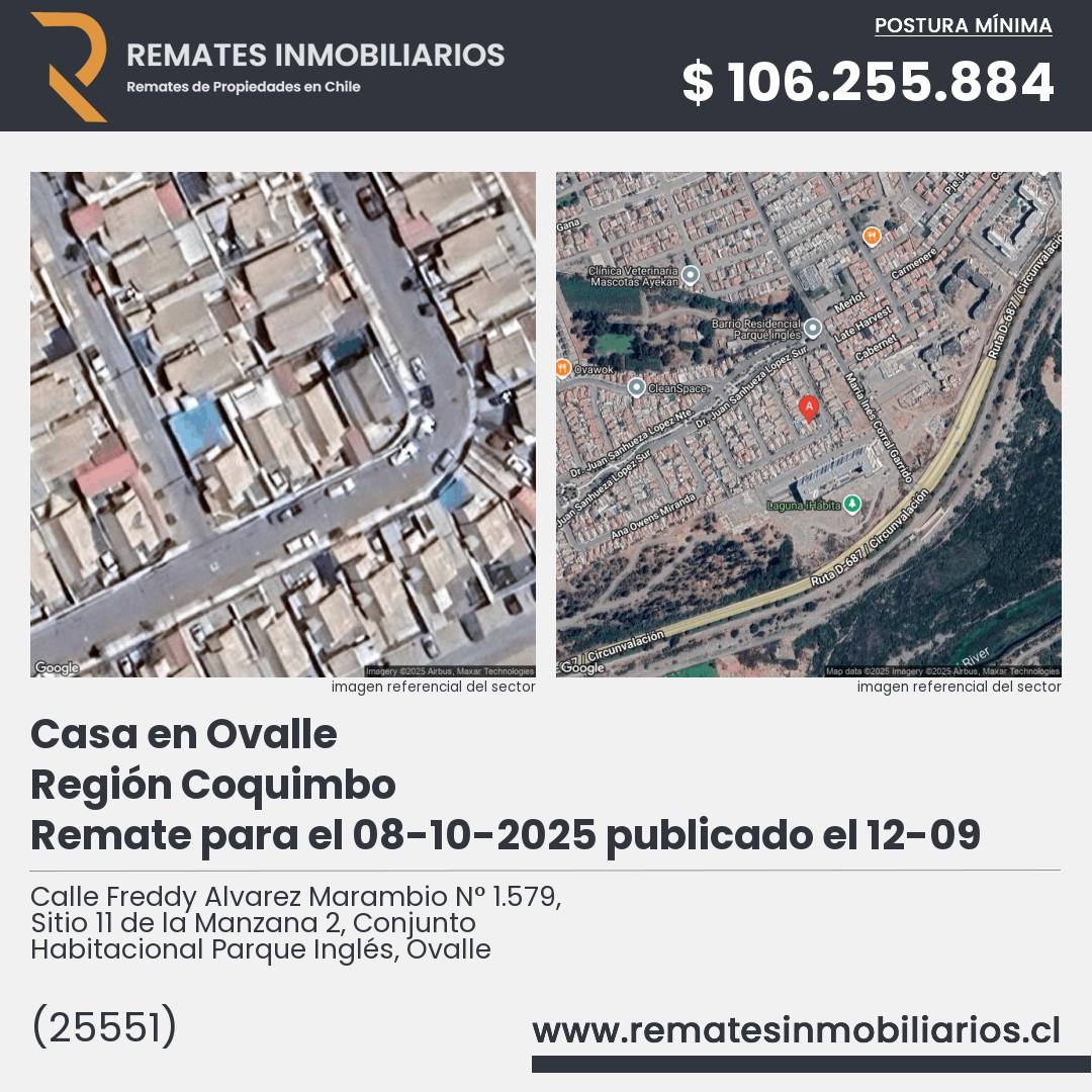 Imagen ficha Calle Freddy Alvarez Marambio N° 1.579, Sitio 11 de la Manzana 2, Conjunto Habitacional Parque Inglés, Ovalle