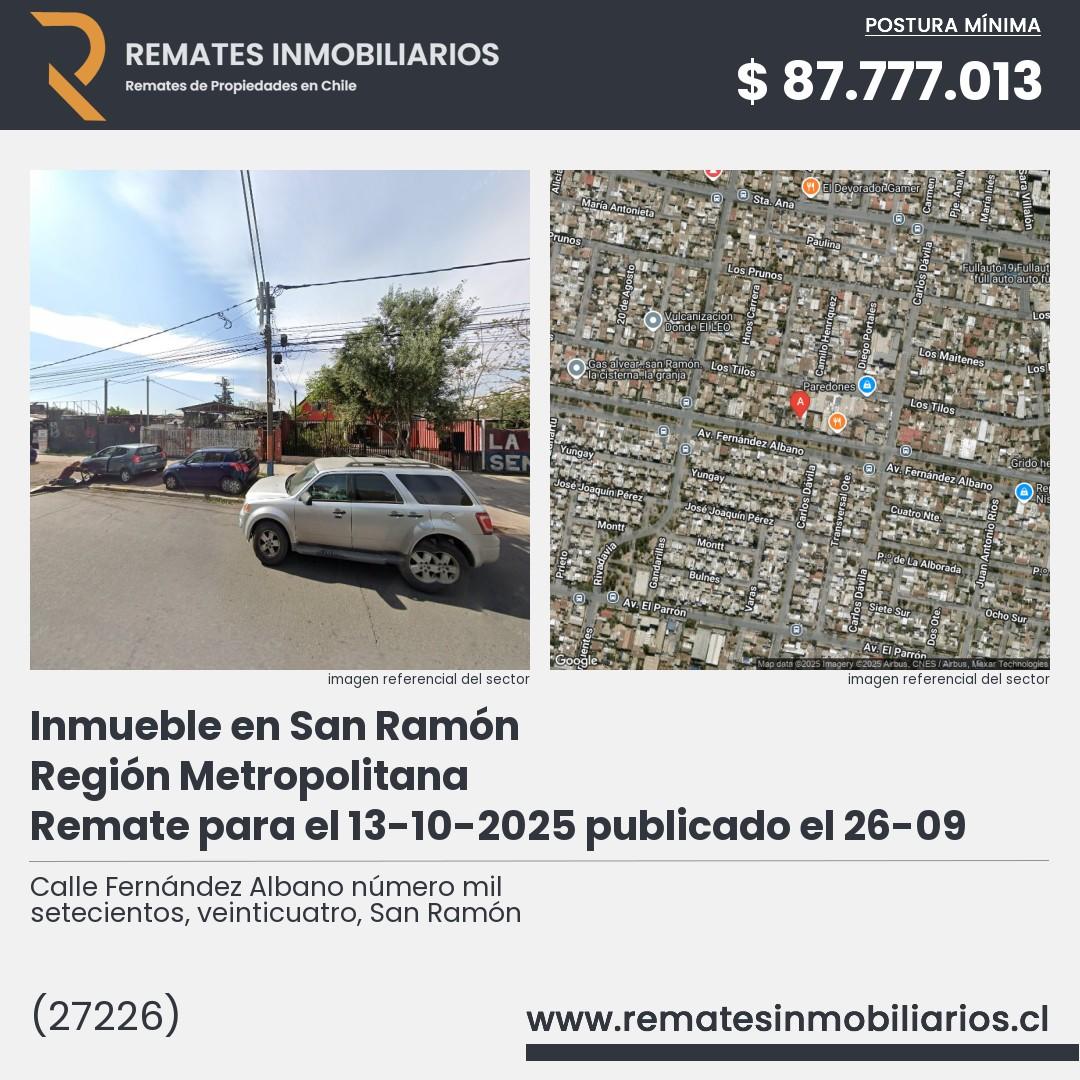 Imagen ficha Calle Fernández Albano número mil setecientos, veinticuatro, San Ramón