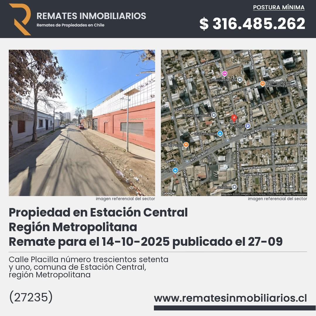 Imagen ficha Calle Placilla número trescientos setenta y uno, comuna de Estación Central, región Metropolitana
