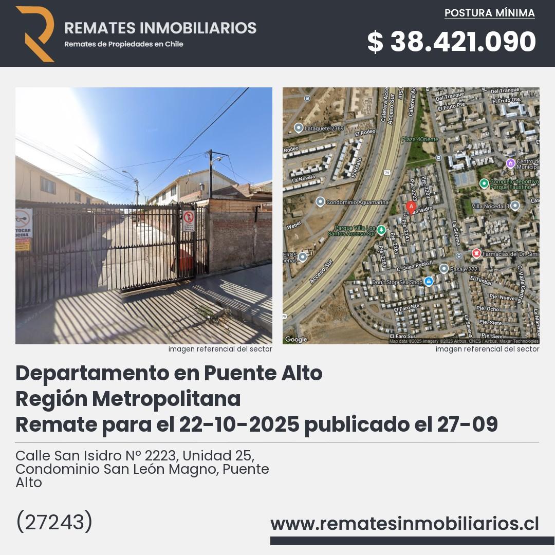 Imagen ficha Calle San Isidro Nº 2223, Unidad 25, Condominio San León Magno, Puente Alto