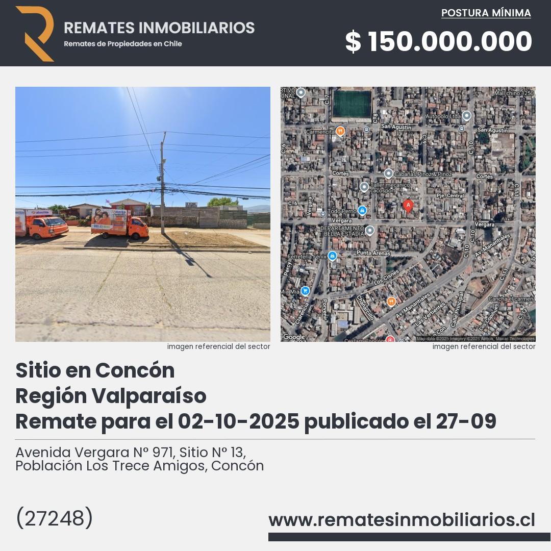 Imagen ficha Avenida Vergara N° 971, Sitio N° 13, Población Los Trece Amigos, Concón