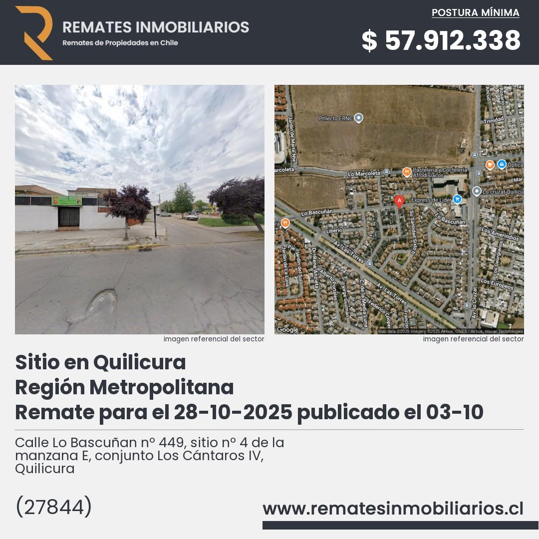 Imagen ficha Calle Lo Bascuñan nº 449, sitio nº 4 de la manzana E, conjunto Los Cántaros IV, Quilicura