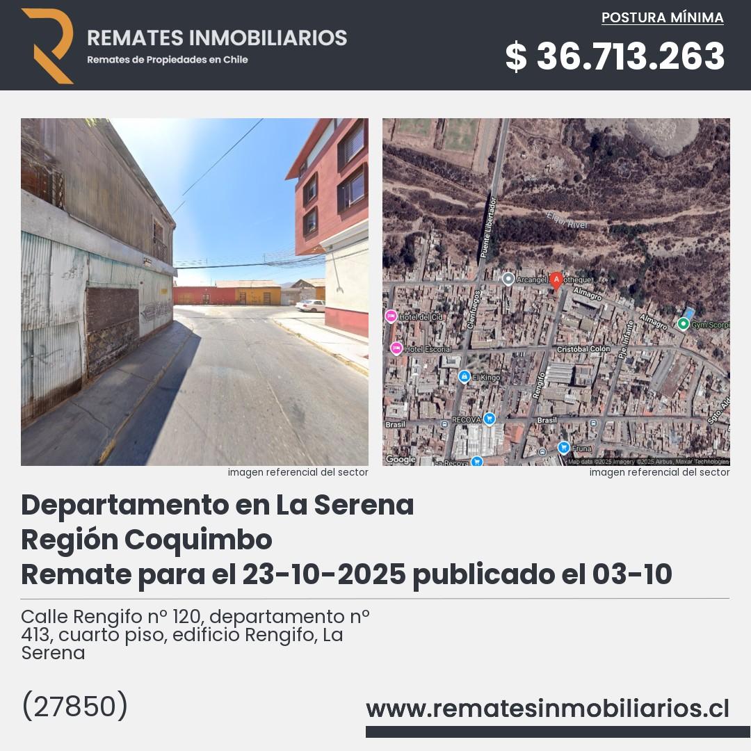 Imagen ficha Calle Rengifo nº 120, departamento nº 413, cuarto piso, edificio Rengifo, La Serena