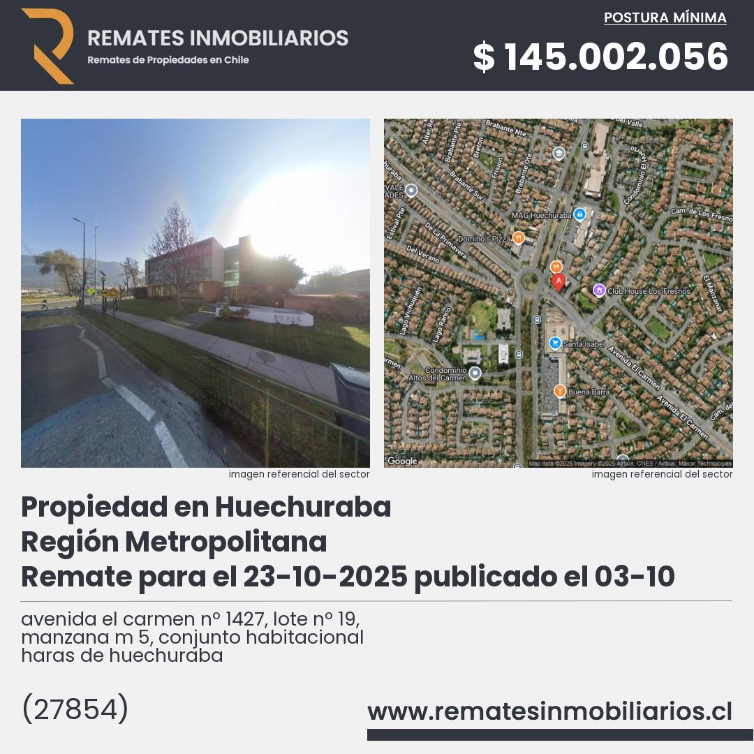 Imagen ficha avenida el carmen nº 1427, lote nº 19, manzana m 5, conjunto habitacional haras de huechuraba