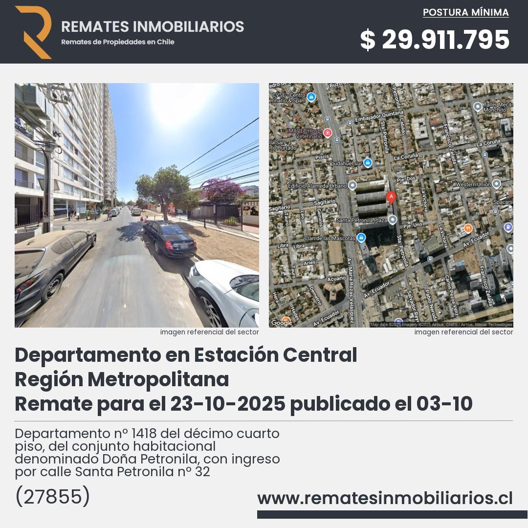 Imagen ficha Departamento nº 1418 del décimo cuarto piso, del conjunto habitacional denominado Doña Petronila, con ingreso por calle Santa Petronila nº 32