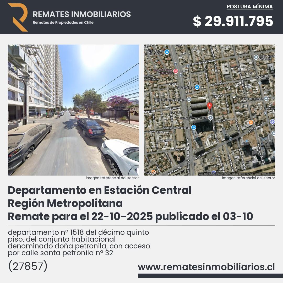 Imagen ficha departamento nº 1518 del décimo quinto piso, del conjunto habitacional denominado doña petronila, con acceso por calle santa petronila nº 32