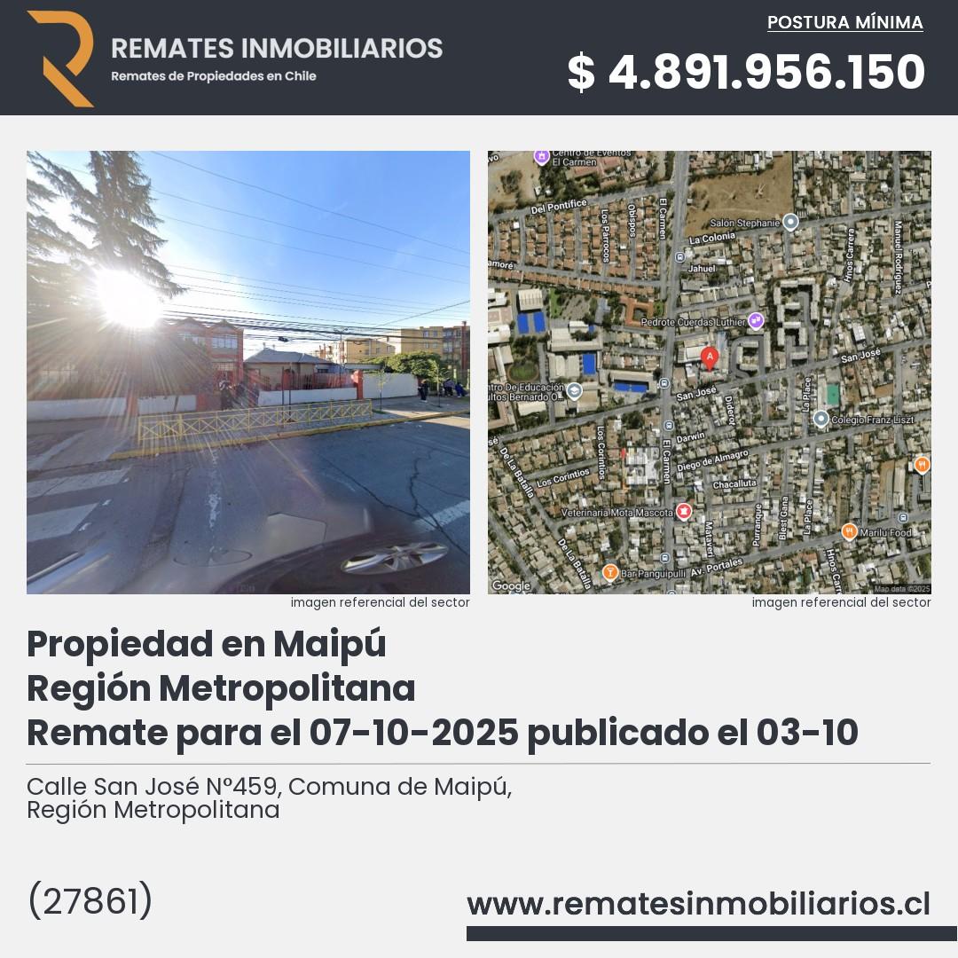 Imagen ficha Calle San José N°459, Comuna de Maipú, Región Metropolitana