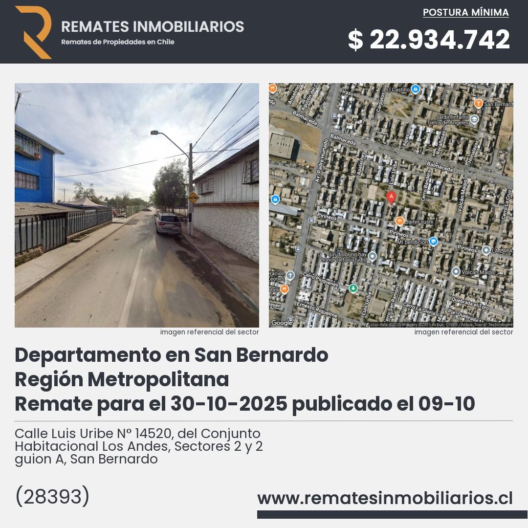 Imagen ficha Calle Luis Uribe N° 14520, del Conjunto Habitacional Los Andes, Sectores 2 y 2 guion A, San Bernardo