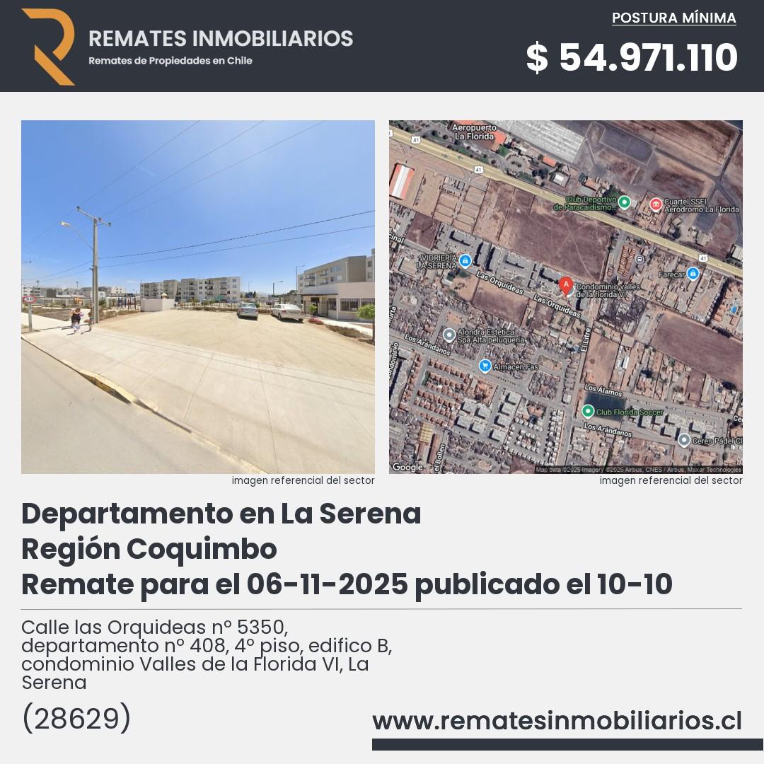 Imagen ficha Calle las Orquideas nº 5350, departamento nº 408, 4º piso, edifico B, condominio Valles de la Florida VI, La Serena