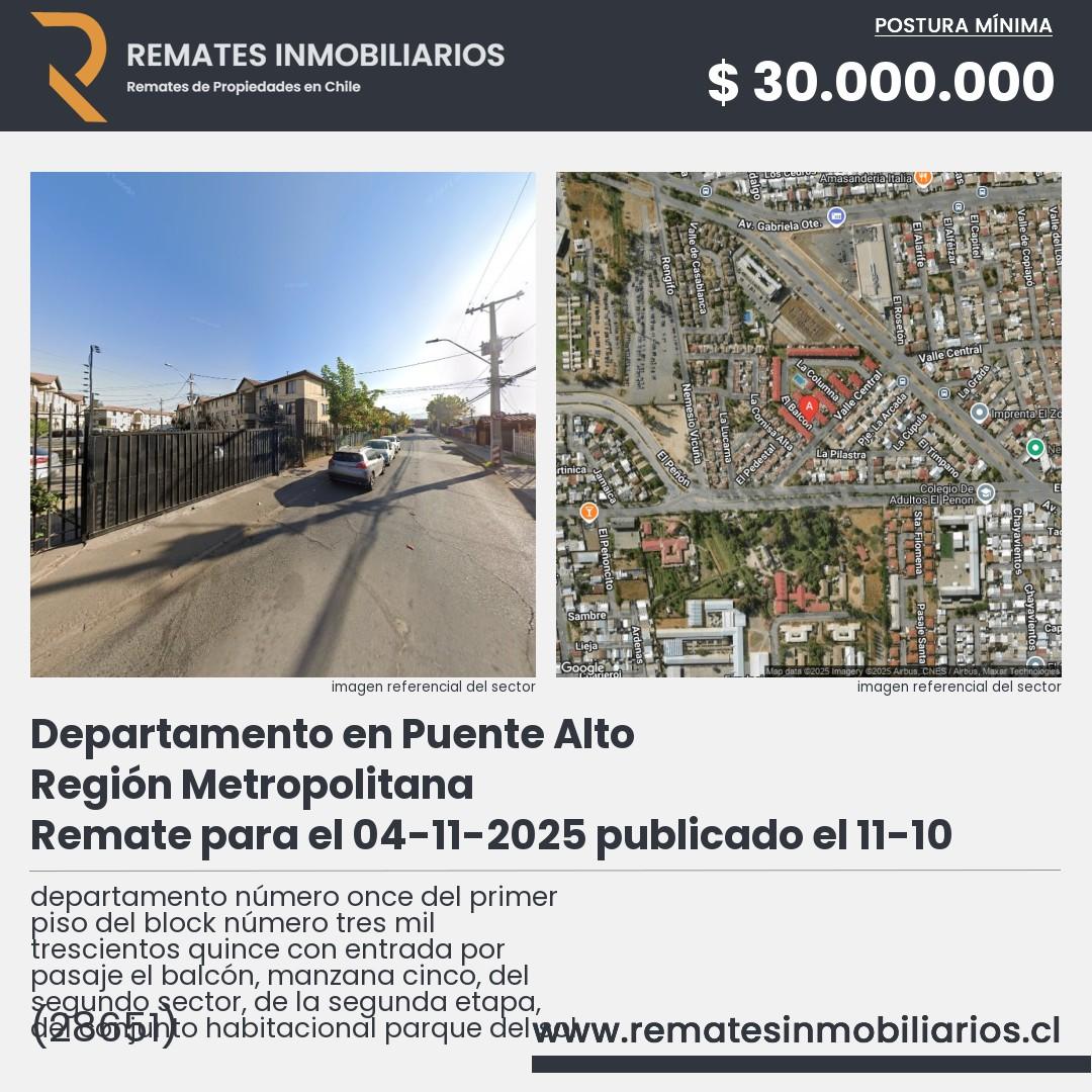 Imagen ficha departamento número once del primer piso del block número tres mil trescientos quince con entrada por pasaje el balcón, manzana cinco, del segundo sector, de la segunda etapa, del conjunto habitacional parque del sol