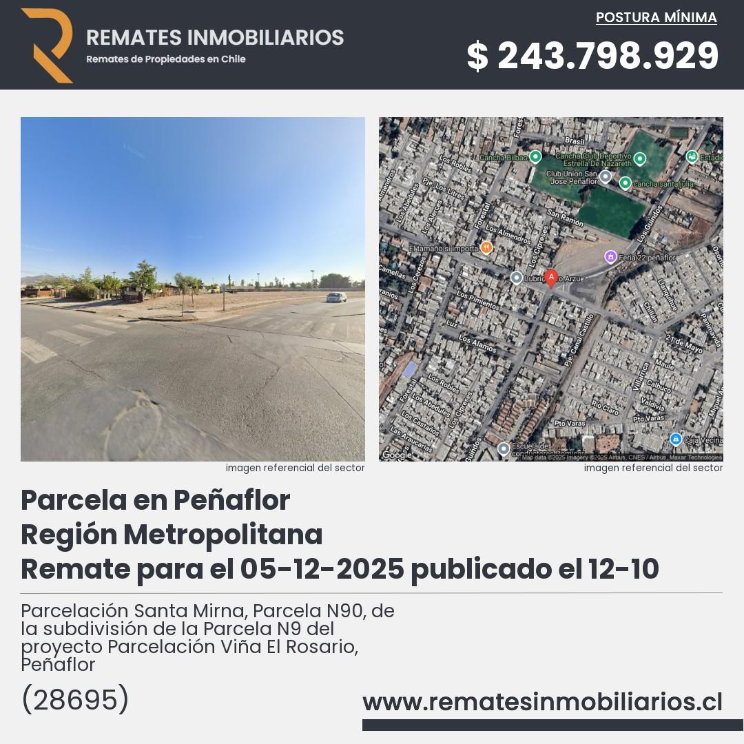 Imagen ficha Parcelación Santa Mirna, Parcela N90, de la subdivisión de la Parcela N9 del proyecto Parcelación Viña El Rosario, Peñaflor