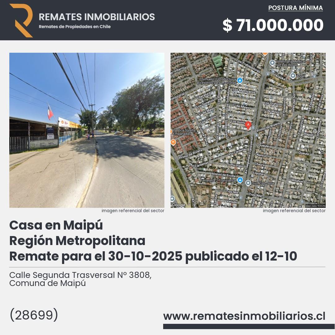 Imagen ficha Calle Segunda Trasversal Nº 3808, Comuna de Maipú
