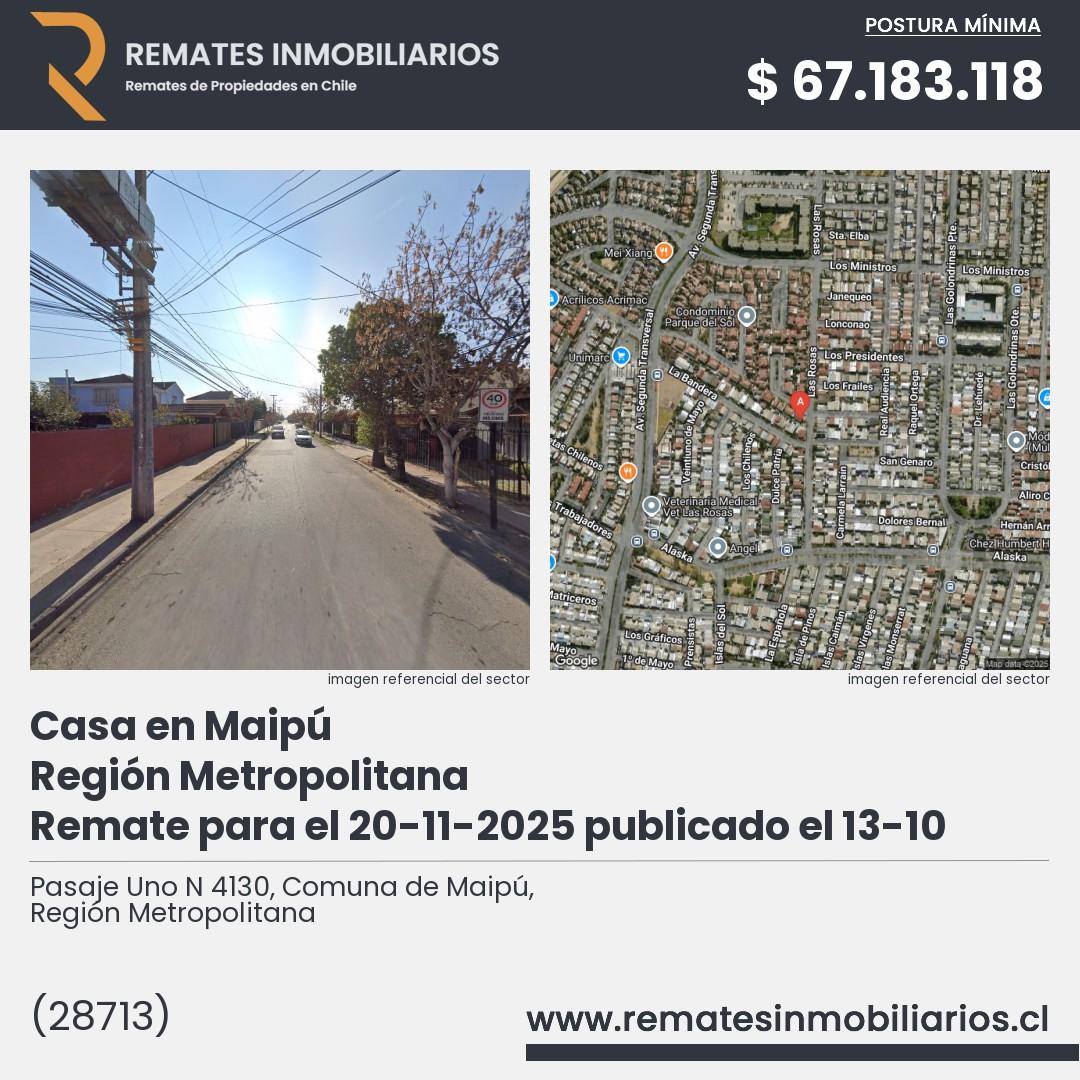 Imagen ficha Pasaje Uno N 4130, Comuna de Maipú, Región Metropolitana