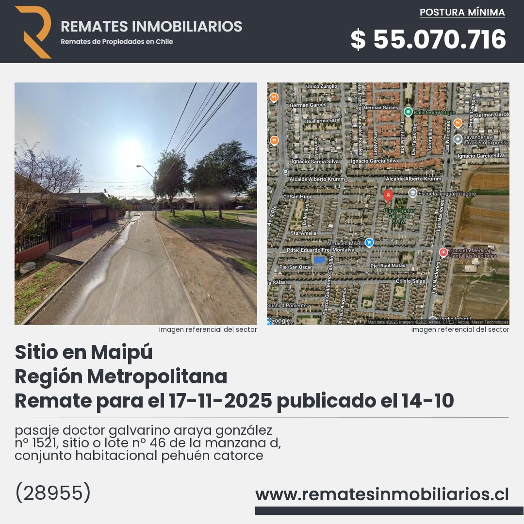 Imagen ficha pasaje doctor galvarino araya gonzález nº 1521, sitio o lote nº 46 de la manzana d, conjunto habitacional pehuén catorce