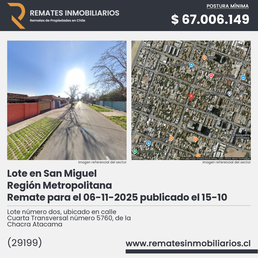 Imagen ficha Lote número dos, ubicado en calle Cuarta Transversal número 5760, de la Chacra Atacama