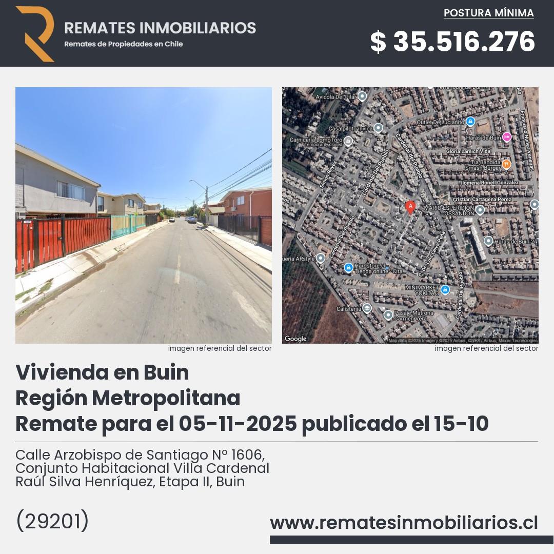 Imagen ficha Calle Arzobispo de Santiago Nº 1606, Conjunto Habitacional Villa Cardenal Raúl Silva Henríquez, Etapa II, Buin