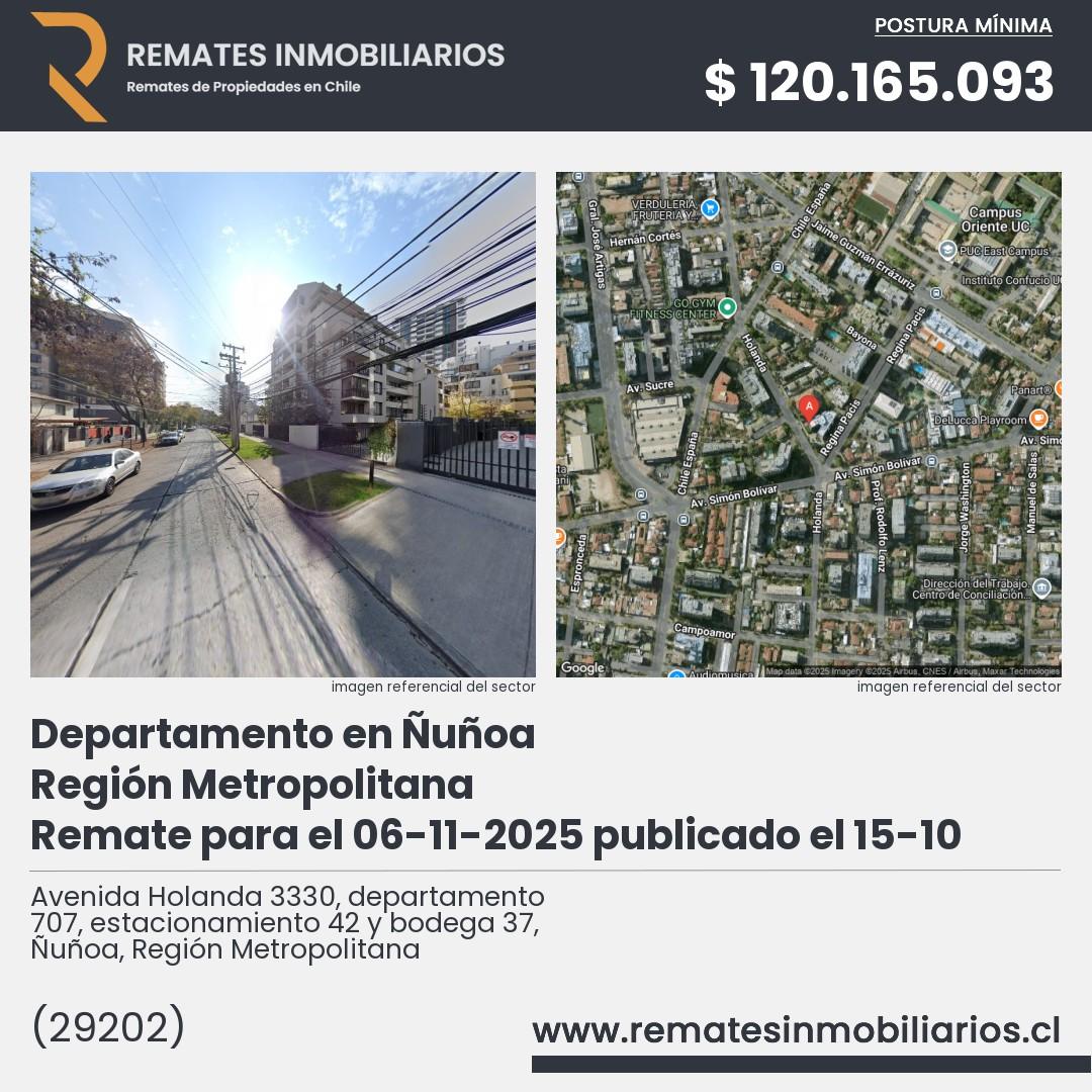 Imagen ficha Avenida Holanda 3330, departamento 707, estacionamiento 42 y bodega 37, Ñuñoa, Región Metropolitana
